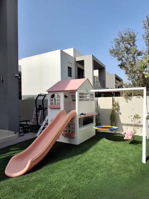 Outdoor Kids Playhouse With Slide & Swing