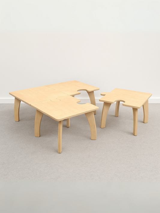 Kids Wooden Puzzle Activity Table Set