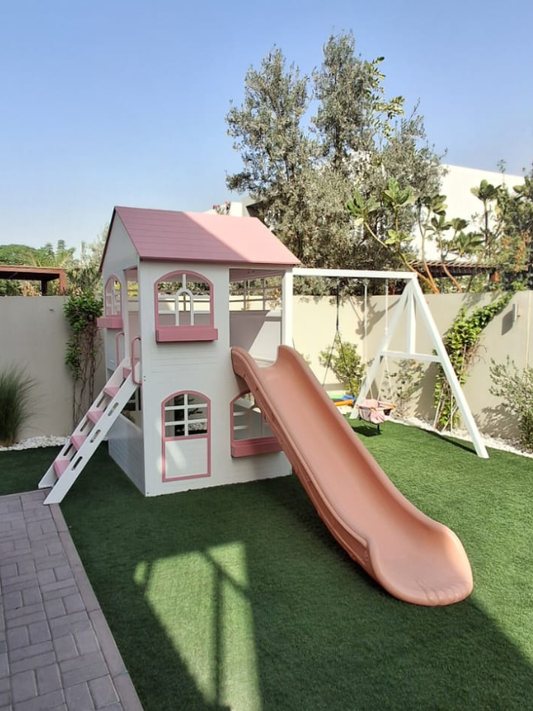 Outdoor Kids Playhouse With Slide & Swing