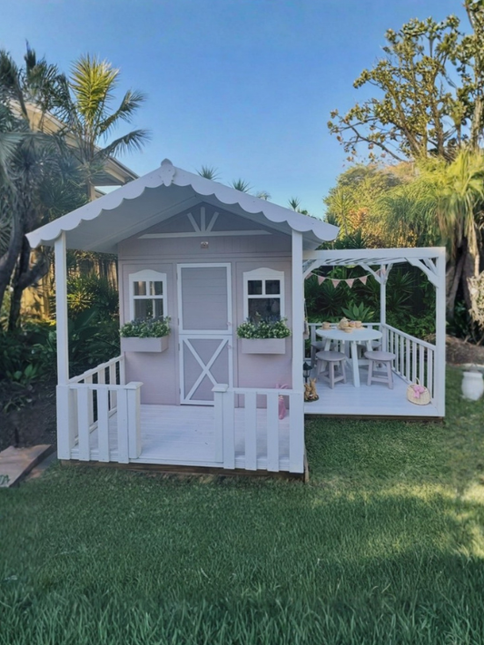 Custom Timber Kids Playhouse with Flower Boxes